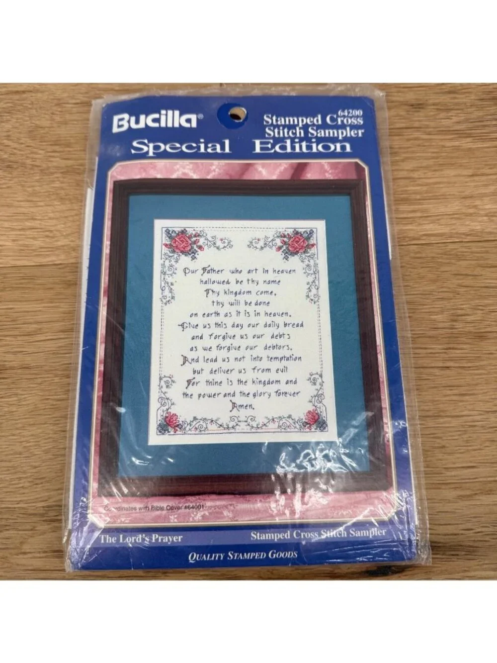 Bucilla VTG The Lords Prayer Stamped Cross Stitch Sampler Kit 64200 Special Ed